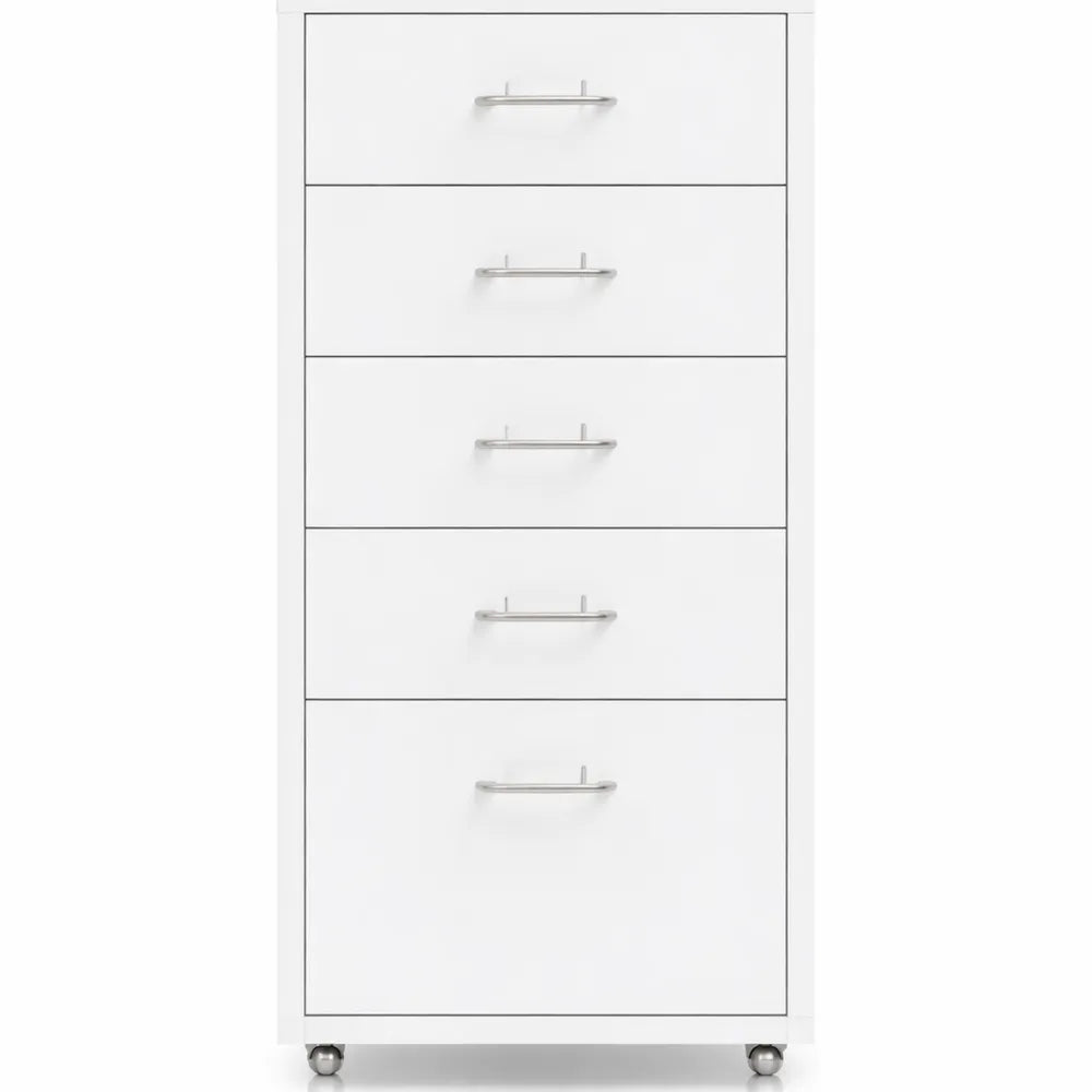 Caisson de Rangement Mobile pour Bureau avec Roulettes - Métal Blanc
