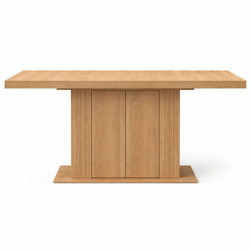 Table à Manger Extensible Rectangle 6-10 Personnes avec Pied Central et Rangement