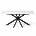 Table à Manger Extensible pour 6 à 10 Personnes, Plateau Effet Marbre