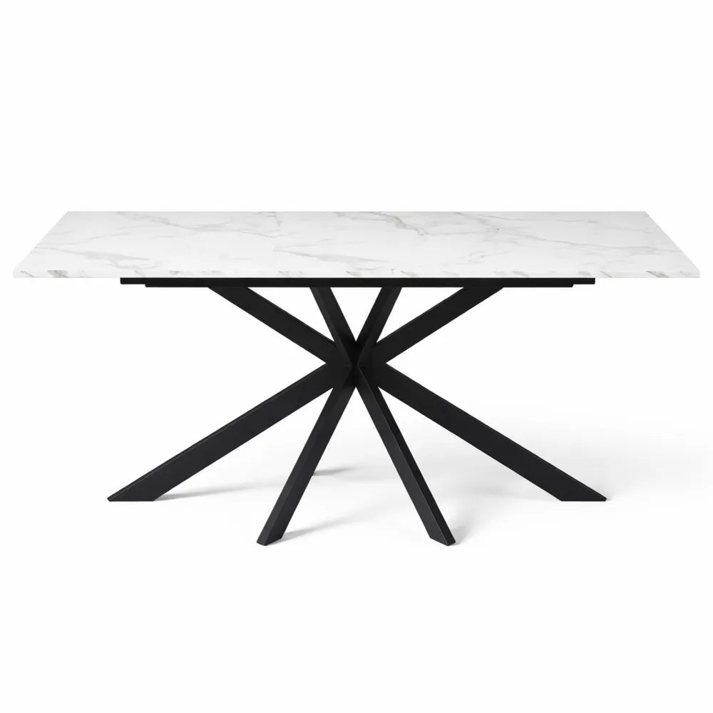 Table à Manger Extensible pour 6 à 10 Personnes, Plateau Effet Marbre