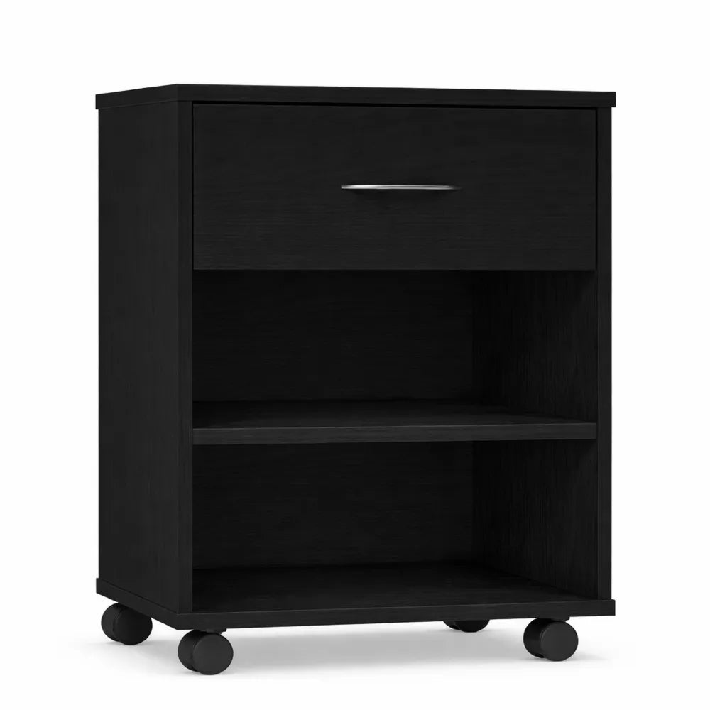 Caisson de Bureau Mobile à Roulettes en Chêne Noir