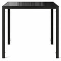 Table carrée moderne pour salle à manger, verre trempé, pieds en métal, noir