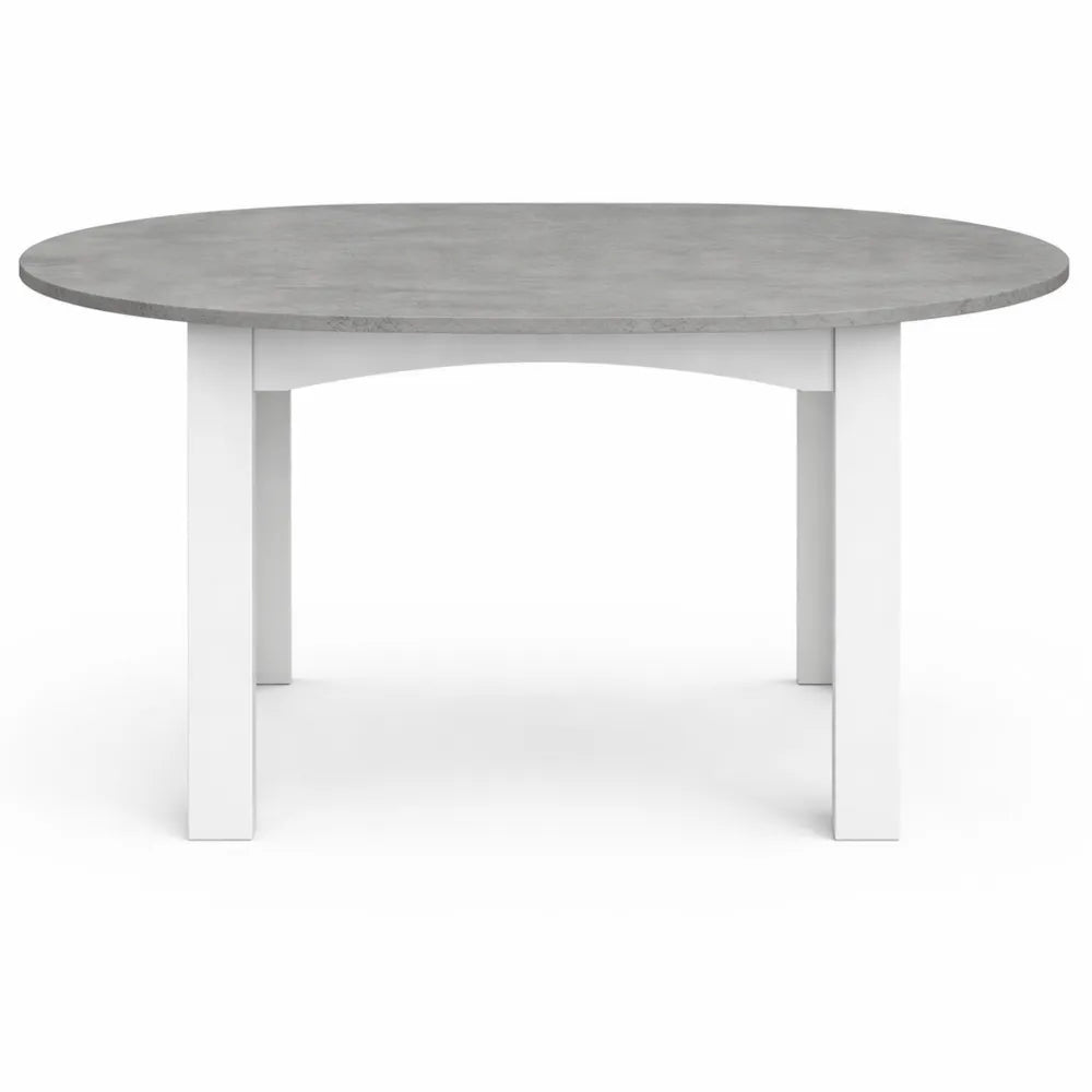 Table à Manger Extensible Ronde 4-8 Personnes Blanc, Effet Béton