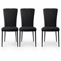 Lot de 4 chaises de salle à manger en velours noir avec dossier ergonomique