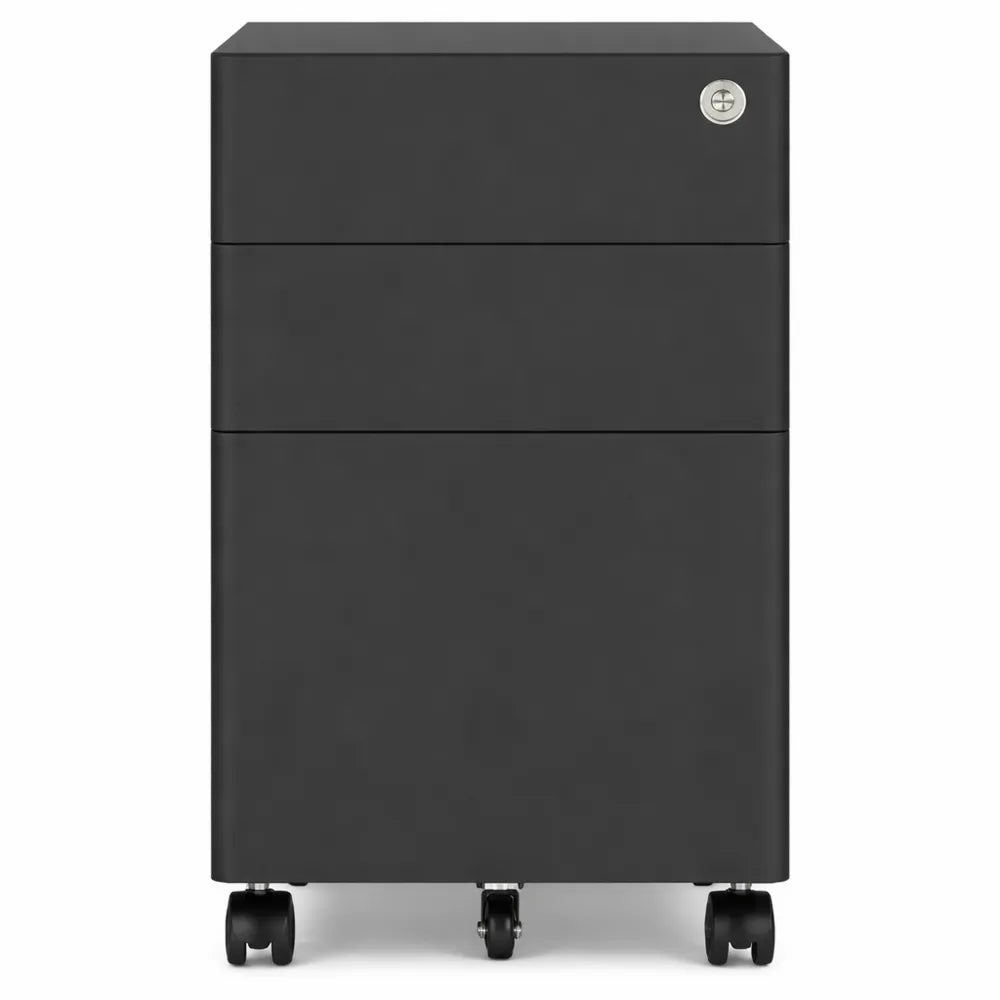 Caisson de Rangement Mobile pour Bureau en Acier Anthracite 30x45x59 cm