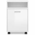 Caisson de Rangement à Roulettes pour Bureau, Bois Brillant Blanc