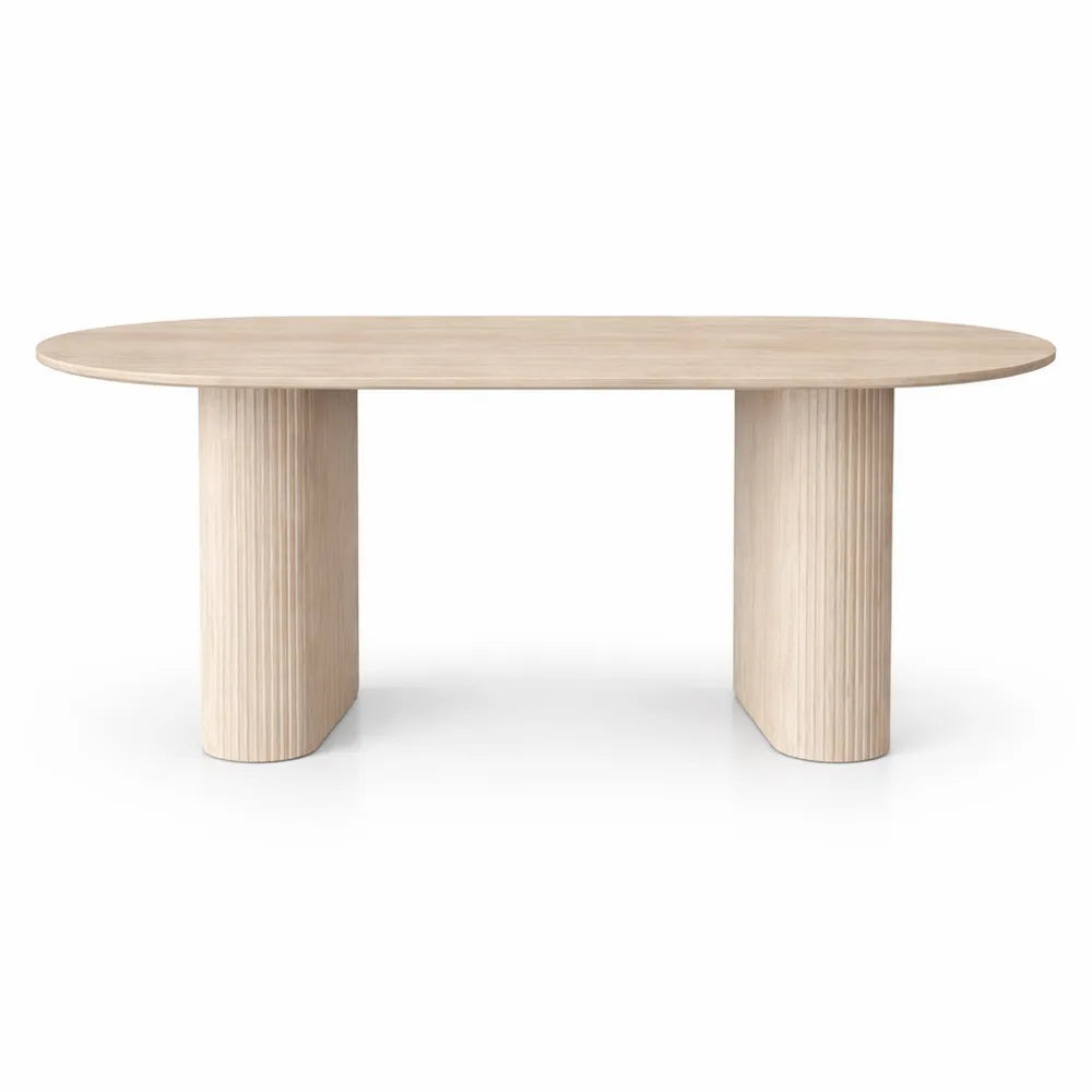 Table à Manger Ovale en Marbre Composite pour 6 Personnes