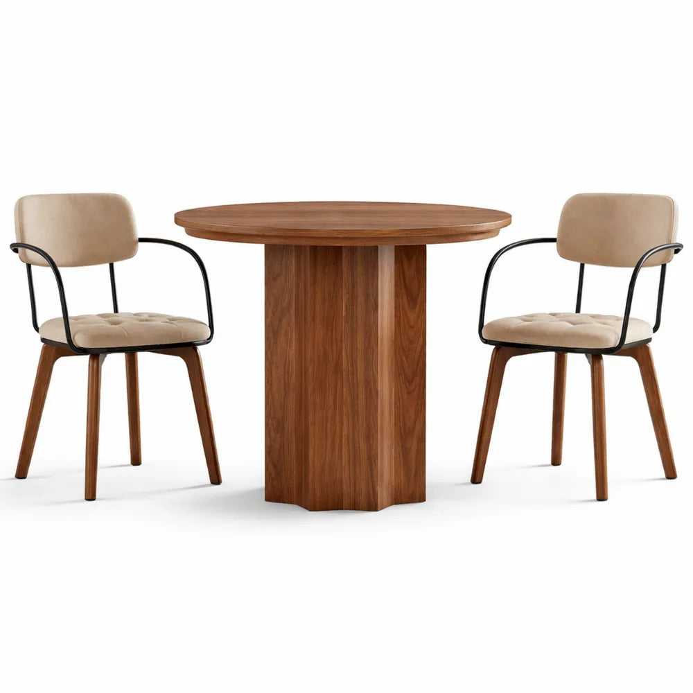 Table Ronde de Salle à Manger 80 cm pour 4 Personnes, Idéale pour Petits Espaces