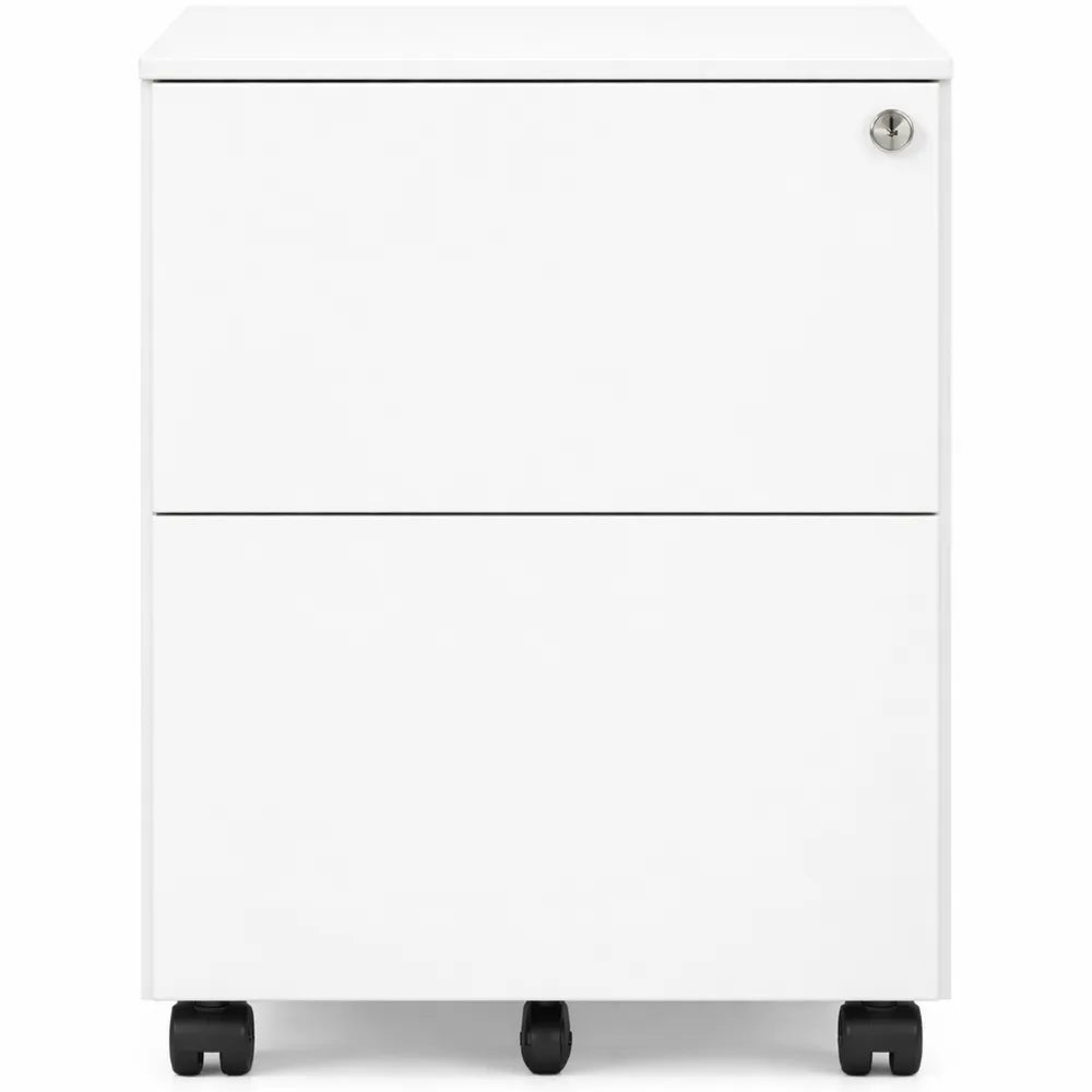 Caisson de Rangement Mobile sur Roulettes en Acier Blanc