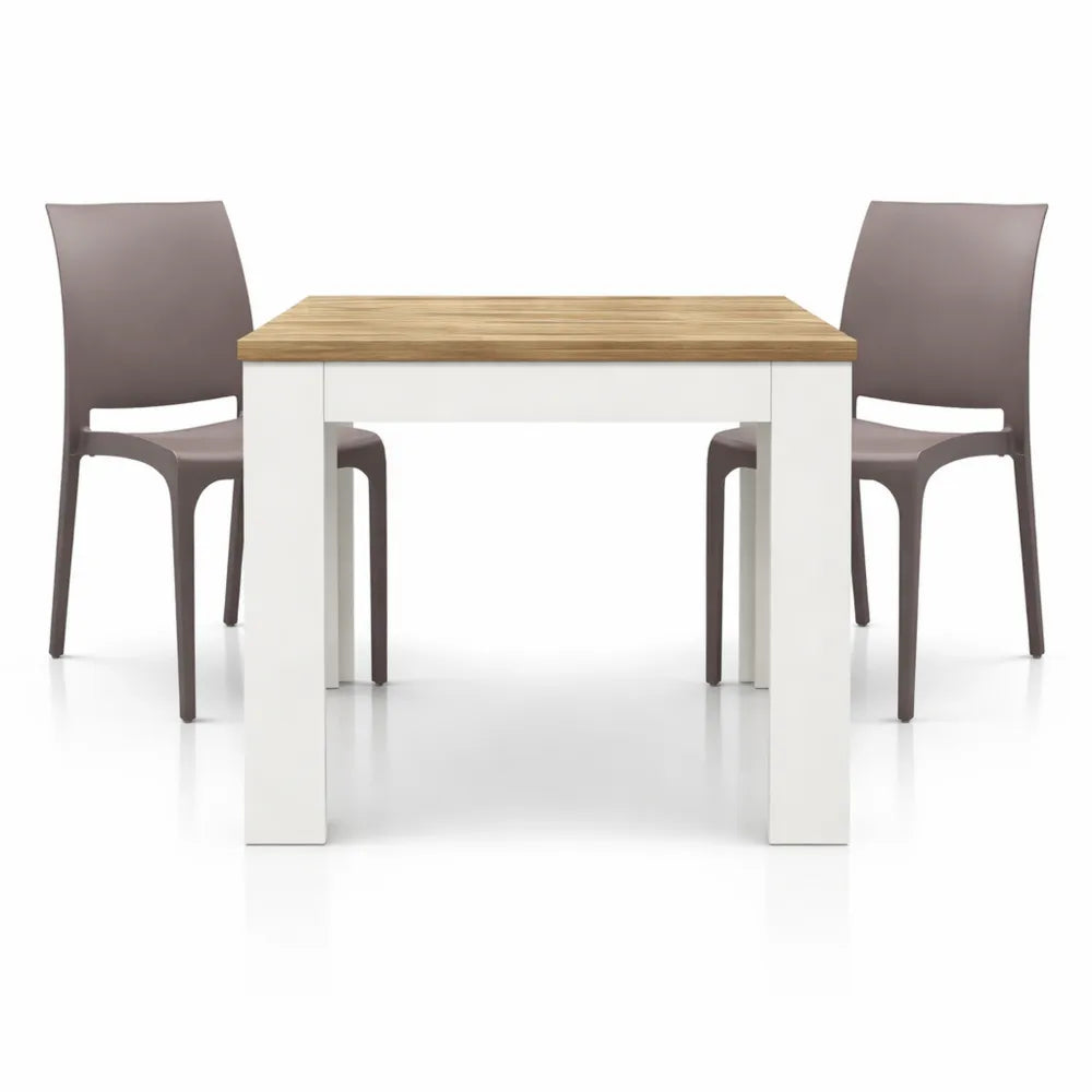 Table extensible chêne et blanc pour cuisine