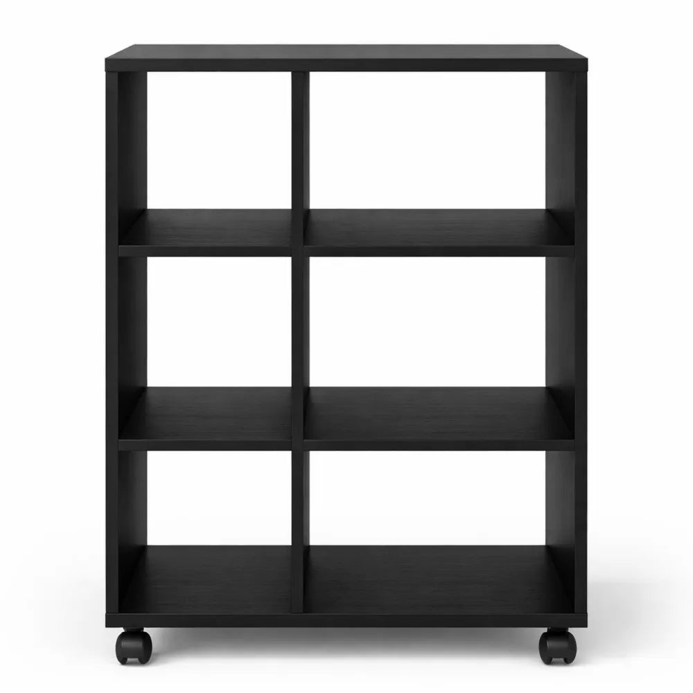 Meuble de Rangement Mobile en Chêne Noir avec Roulettes 60x35x75 cm