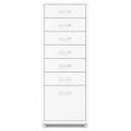Caisson de rangement mobile blanc en métal avec roulettes 28x41x109 cm