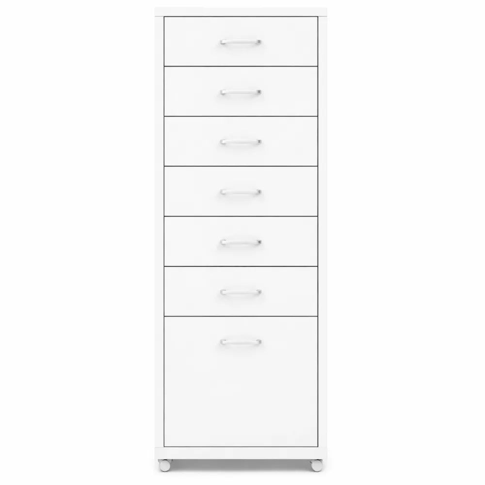 Caisson de rangement mobile blanc en métal avec roulettes 28x41x109 cm