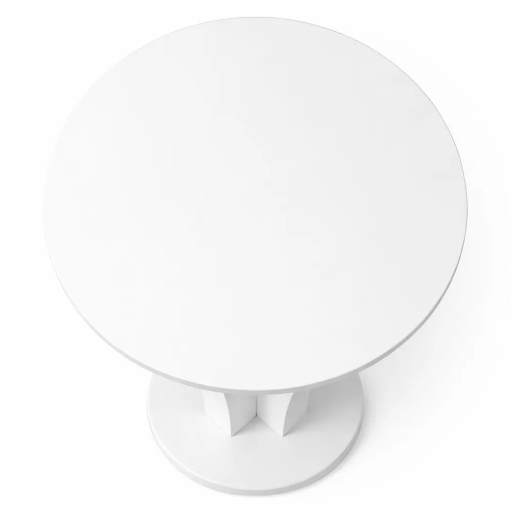 Table à Manger Ronde 4 Personnes en MDF Blanc Laqué