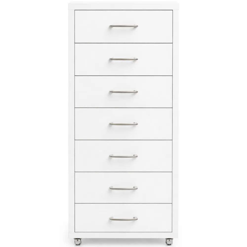 Caisson de Rangement Mobile Blanc en Métal