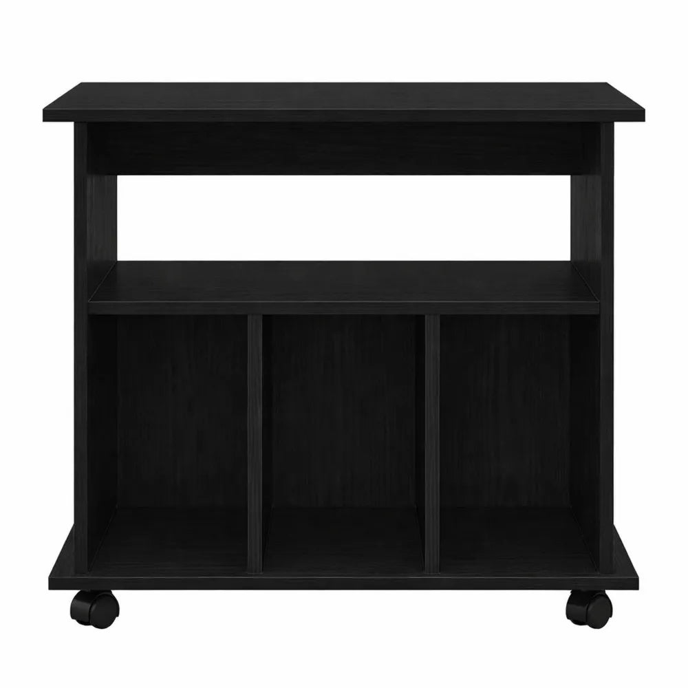 Caisson Mobile de Rangement pour Bureau avec Roulettes en Chêne Noir